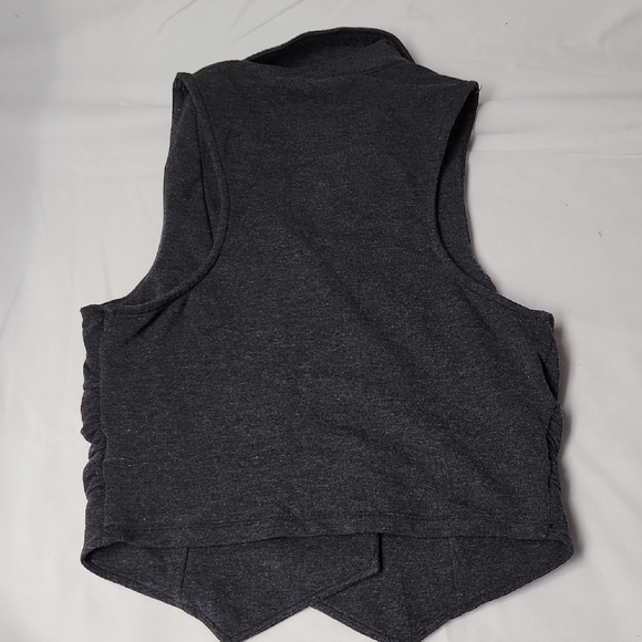 Forever 21 Dark Gray Charcoal Double-Breasted T Shirt Shirred Vest M - Picture 4 of 5